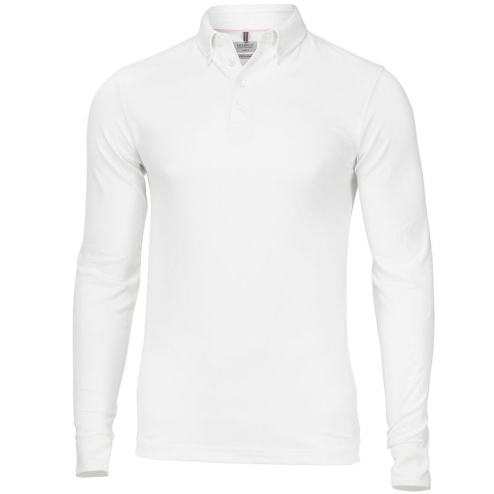 Nimbus Mens Carlington Deluxe Long Sleeve Polo Shirt / White
